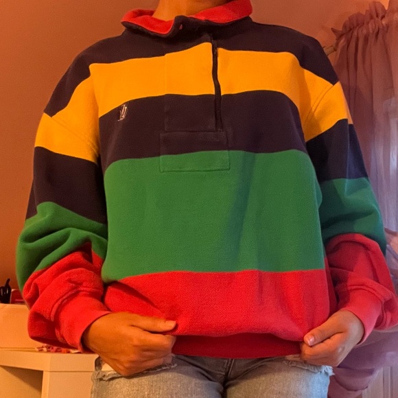 retro Nautica multicolored striped light sweater - Picture 2 of 3
